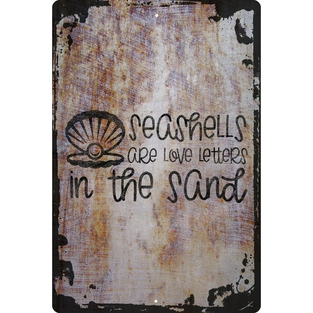 Large Metal Wall Sign Seashells Plaque Beach Gift